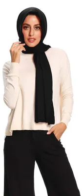 Productafbeelding van Jersey-sjaals voor dames, hoofddoeken voor moslimvrouwen, hoofdbandjes, zwart, maat L