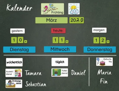 Produktbild von TimeTEX Magnetischer Kalender mit Klassendiensten, 76-tlg.