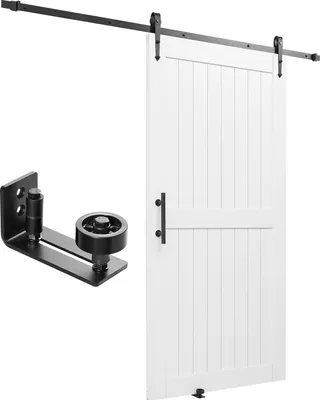 Image de SucceBuy Porte coulissante style grange avec kit d'accessoires 1067x2134mm Système coulissant
