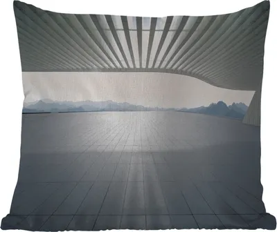 Produktbild von MuchoWow® Outdoor Kissen - Beton - Architektur - Berg - 40x40 cm - Wetterfest - Lounge Kissen - Kopfkissen - Interieur - Polster mit Bild