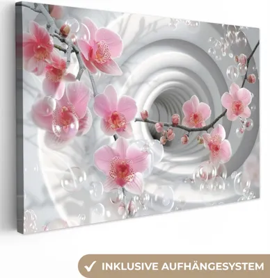Zdjęcie produktu dla MuchoWow® - Obraz na płótnie - Kwiaty - Tunel - Abstrakcja - Efekt 3D, fototapeta, dekoracja ścienna, obrazy do salonu, 60x40cm