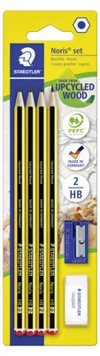 Produktbild von STAEDTLER Noris 120 Bleistift Blisterkarte mit 4 Bleistiften HB, Radierer und Spitzer