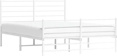 Produktbild von vidaXL Bettgestell mit Kopf- und Fußteil Metall Weiß 140x200 cm