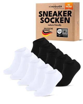 Produktbild von Sneaker Socken Herren Damen Baumwolle - 70102T Schwarz/Weiß 39-42 10 Paar