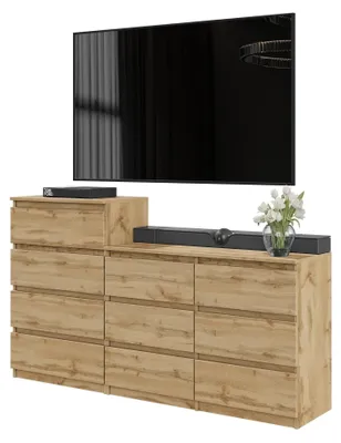Produktbild von Kommodenset Wotan Eiche mit 10 Schubladen (6+4) – Großes Sideboard Set für Schlafzimmer & Wohnzimmer – GABRIEL