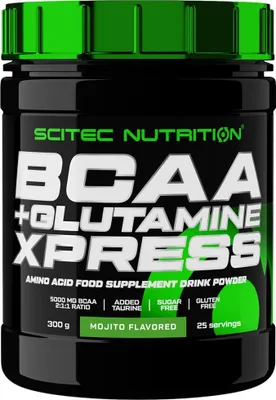 Obrázek produktu pro Scitec Nutrition BCAA + Glutamine Xpress 300 g mojito / BCAA aminokyseliny / Silná regenerační směs obsahující BCAA a L-glutamin obohacena o taurin