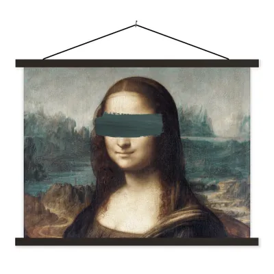 Produktbild von MuchoWow® Textilposter Mona Lisa - Leonardo da Vinci - Gemälde 150x113 cm mit schwarzem Rahmen - Wohnzimmer