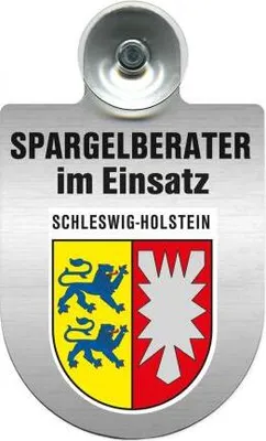 Produktbild von Einsatzschild mit Saugnapf - Spargelberater im Einsatz - incl. Regionenwappen 393835 Color - Region Schleswig-Holstein