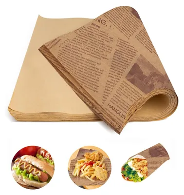 Produktbild von Deli-Backpapierbögen, 100 Blatt umweltfreundliches Backpapier, Größe 25 x 25 cm, Einwegverpackung für Sandwiches, Pommes frites, Hamburger
