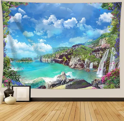 Produktbild von Urlaub Wandteppich Wohnkultur Landschaft Wandteppich Wohnzimmer Schlafzimmer Dekoration Wandteppich Zimmer Vorhang Strandtuch (180cm x 230cm, Farbe 6)