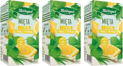 Produktbild von Herbapol Pfefferminztee Zitrone Zitronengras 3x 20 Beutel - Minze Kräutertee Tee