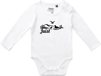 Produktbild von Huuraa Baby Body Juist Strandmotiv 80 White  Baumwolle Fairtrade Langarmbody Geschenkidee