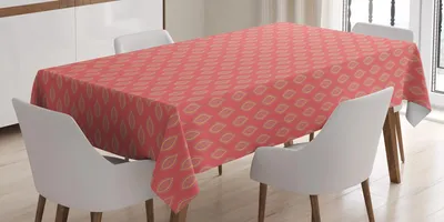Immagine prodotto di Tovaglia ABAKUHAUS in stile retrò, motivi vintage Ogee con linee sottili e ricciolute che riprendono la stampa retrò, 140 x 170 cm, corallo e giallo