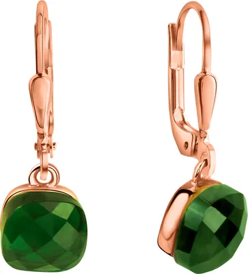 Produktbild von Jamelli Ohrringe 925/- Sterling Silber 2,5cm rot Quarz (beh.) dunkelgrün 300230017J