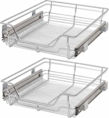 Obrázok produktu pre vidaXL Vstavaná zásuvka Výsuvný kôš 2 ks Strieborná 500 mm