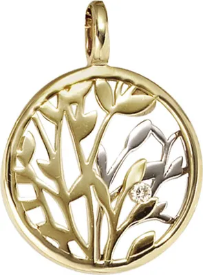 Produktbild von Anhänger Blumen mit Diamant Brillant 585 Gold Gelbgold Weißgold rund