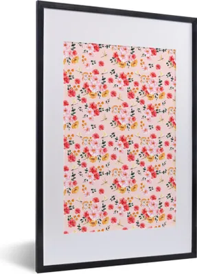 Produktbild von MuchoWow® MuchoWow® Gerahmtes Poster Blumen - Farben - Collage 40x60 cm - Poster mit zchwarzem Bilderrahmen - Poster in Rahmen