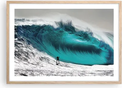 Produktbild von Gerahmtes Poster - Rahmen in heller Eiche - Surfen Welle Türkis - 70x50 cm - Wand Bild - Wanddeko - Wandbilder - Wandposter - Bilderrahmen - Bilder - Kunstdruck - Wandbild - P2NAA70x50-4351