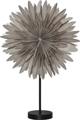 Produktbild von EGLO Tischlampe mit Weihnachtsstern Winter, Dekostern beleuchtet aus Papier in Beige, Standfuß aus Metall in Schwarz, 3D Leuchtstern mit Kabel, E14