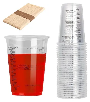 Obrázok produktu pre Odmerné poháre na epoxidovú živicu, 30 kusov, s odmerkou, objem 240 ml, plastové, opakovane použiteľné