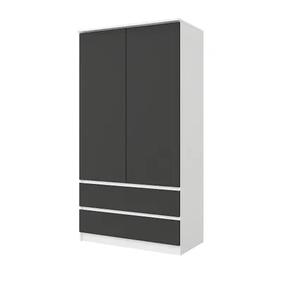 Zdjęcie produktu dla SZAFA 90 cm JOELLE BIAŁY MAT/ANTRACYT 2 DRZWI 2 SZUFLADY 3 PÓŁKI