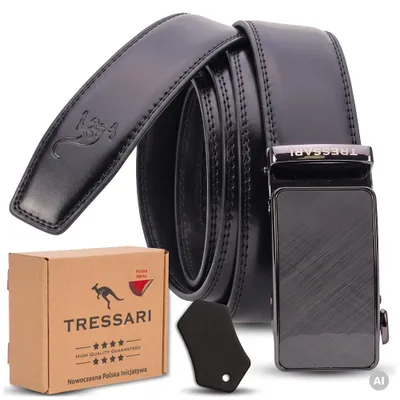 Produktbild von TRESSARI Herren-Ledergürtel, schwarz, 120 cm, Automatik, für Hosen