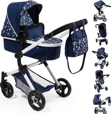 Produktbild von Bayer Design Kombi-Puppenwagen Neo Vario mit Tasche, wandelbar als Jogger, verstellbarer Griff, dunkelblau