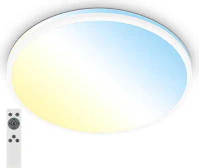 Produktbild von Briloner Pulup LED Deckenlampe, Dimmbar, Fernbedienung, CCT Farbtemperatursteuerung, Timer, Weiß, Ø49 x 9,5 cm