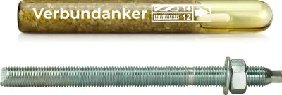 Produktbild von Isolbau Verbundanker Set - Verbundankerpatrone styrolfrei V12 + Ankerstange verzinkt M12 x 220 - ETA/ETAG Zulassung - 1 Stück