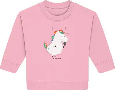 Produktbild von Mr. & Mrs. Panda Organic Baby Pullover Einhorn Sänger 12. - 18. Monat - Baumwolle Pink - Geschenk, Disco, Konfetti, Bullover, Einhörner, Unicorn, Freundin, Geburtstag