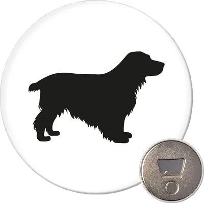 Produktbild von Huuraa Magnet English Cocker Spaniel Silhouette 59mm Kühlschrankmagnet rund Flaschenöffner Geschenkidee