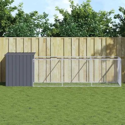 Immagine prodotto di VidaXL cuccia per cani con corridoio 110x405x110 cm in acciaio zincato antracite