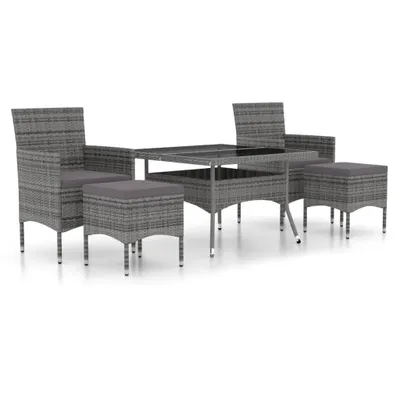 Immagine prodotto di vidaXL Set da pranzo da giardino 5 pezzi in polirattan e vetro temperato grigio