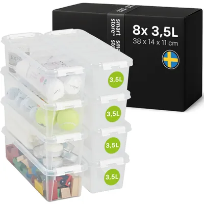 Produktbild von SmartStore 8x Aufbewahrungsbox mit Deckel Classic 3,5L (38x14x11cm) | Stapelbare