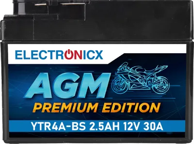 Immagine prodotto di Batteria AGM per scooter Electronicx YTR4A-BS 12 V 2,5 Ah 30 A/EN - Batteria per moto ad alte prestazioni - Esente da manutenzione e a prova di perdite ▶ Batteria premium 12 V esente da manutenzione  Spedizione in Germania