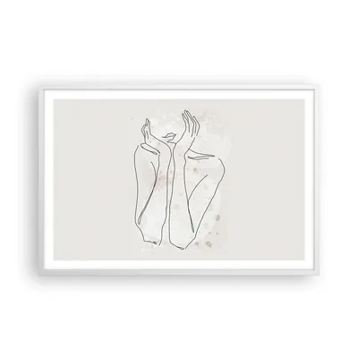 Produktbild von Gerahmtes Poster - Weißer Rahmen - Grafik Frau Licht - 91,5x61 cm - Wand Bild - Wanddeko - Wandbilder - Kunstposter - Wandposter - Bilderrahmen - Bilder - Kunstdruck - Wanddekoration - P2WAA91x61-4656