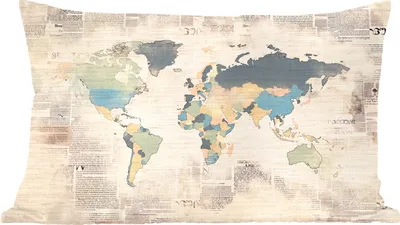 Produktbild von MuchoWow® Zierkissen Sofakissen Wohnzimmer Dekokissen 50x30 cm Weltkarte - Vintage - Pastell - Wohnzimmerdekoration - Polster mit Photo