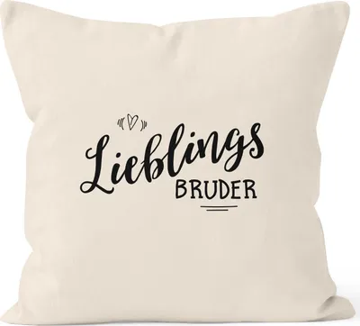 Produktbild von Kissenbezug Lieblingsbruder Geschenk Bruder Familie Geschwister Lieblingsmensch Kissen-Hülle Deko-Kissen 40x40 Baumwolle MoonWorks® natur 40cm x 40cm