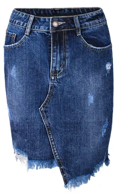 Produktbild von Fraternel Damen Rock Jeansrock Denim Vintage Destroyed Blau S