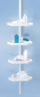 Image de Serviteur De Douche Plastique D'angle Blanc Télescopique - Msv