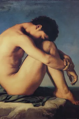 Produktbild von Hippolyte Flandrin Kunstdruck Bild - Jüngling Am Meeresufer, 1836 (180 x 120 cm)