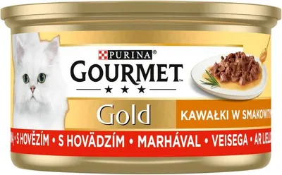 Zdjęcie produktu dla Gourmet Gold Karma dla kotów kawałki w smakowitym sosie z wołowiną 85 g