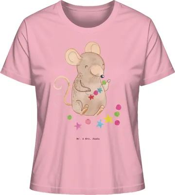 Produktbild von Mr. & Mrs. Panda damen shirt Maus Schmuck selber machen Größe M - Baumwolle Pink - Geschenk, Oberteil, Basteln, Basic T-Shirt, DIY, Kurzarmshirt
