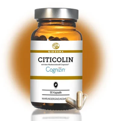 Produktbild von QIDOSHA Citicolin mit Cognizin, 500 mg Citicolin je Kapsel, 90 Kapseln im Glas