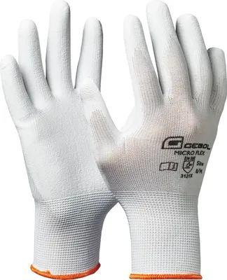 Obrázok produktu pre GEBOL ochranné rukavice Micro Flex pracovné rukavice biele veľkosť 7 | 1 pár