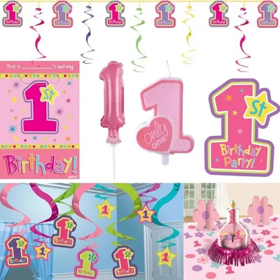 Produktbild von Partyset 1. Geburtstag Mädchen rosa Partyartikel Deko