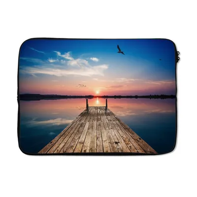 Produktbild von MuchoWow® Laptop Hülle 13 Zoll Steg - Wasser - Sonnenuntergang - Rosa - Horizont Laptoptasche - Laptophülle - Sleeve - Rundumschutz