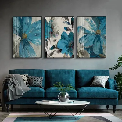 Produktbild von TPFLiving Kunstdruck LW-36 (OHNE RAHMEN) Poster - Leinwand - Wandbild - Hochauflösender Giclée-Druck, langlebig und hochwertig - Blaue Blumen -3 Motive in 17 Größen zur Auswahl -  - Größe: 50x70cm