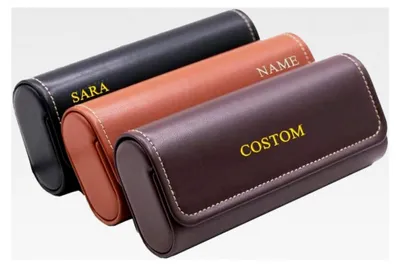 Produktbild von Hartschalen-Brillenetui, personalisierbar, mit Namen oder Initialen, geprägtes Etui für Sonnenbrillen, tragbar, leicht, PU, Prägung, Einheitsgröße