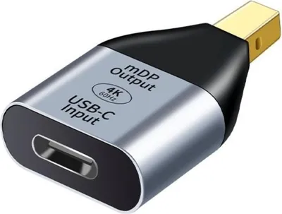 Produktbild von INF USB-C auf miniDP Adapter, Aluminium Grau, DP1.4 4K@60Hz für Monitore